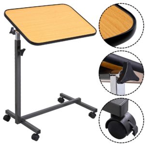 MedMobile Tilt Top Overbed Table with Laminated Tall Edged Table Top
